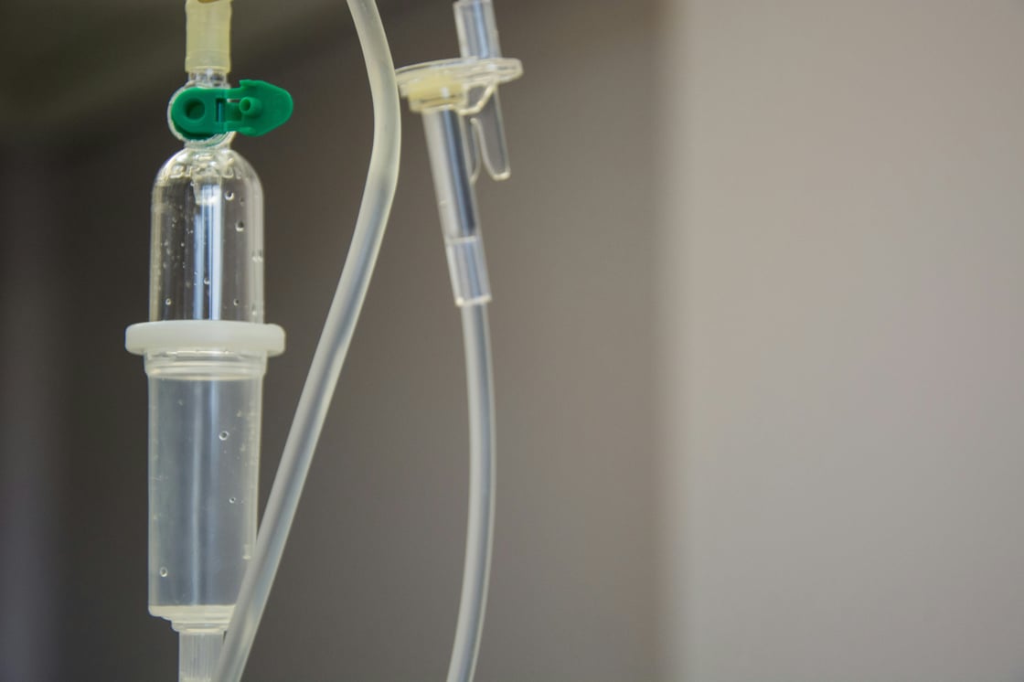 Saline drip in a hospital